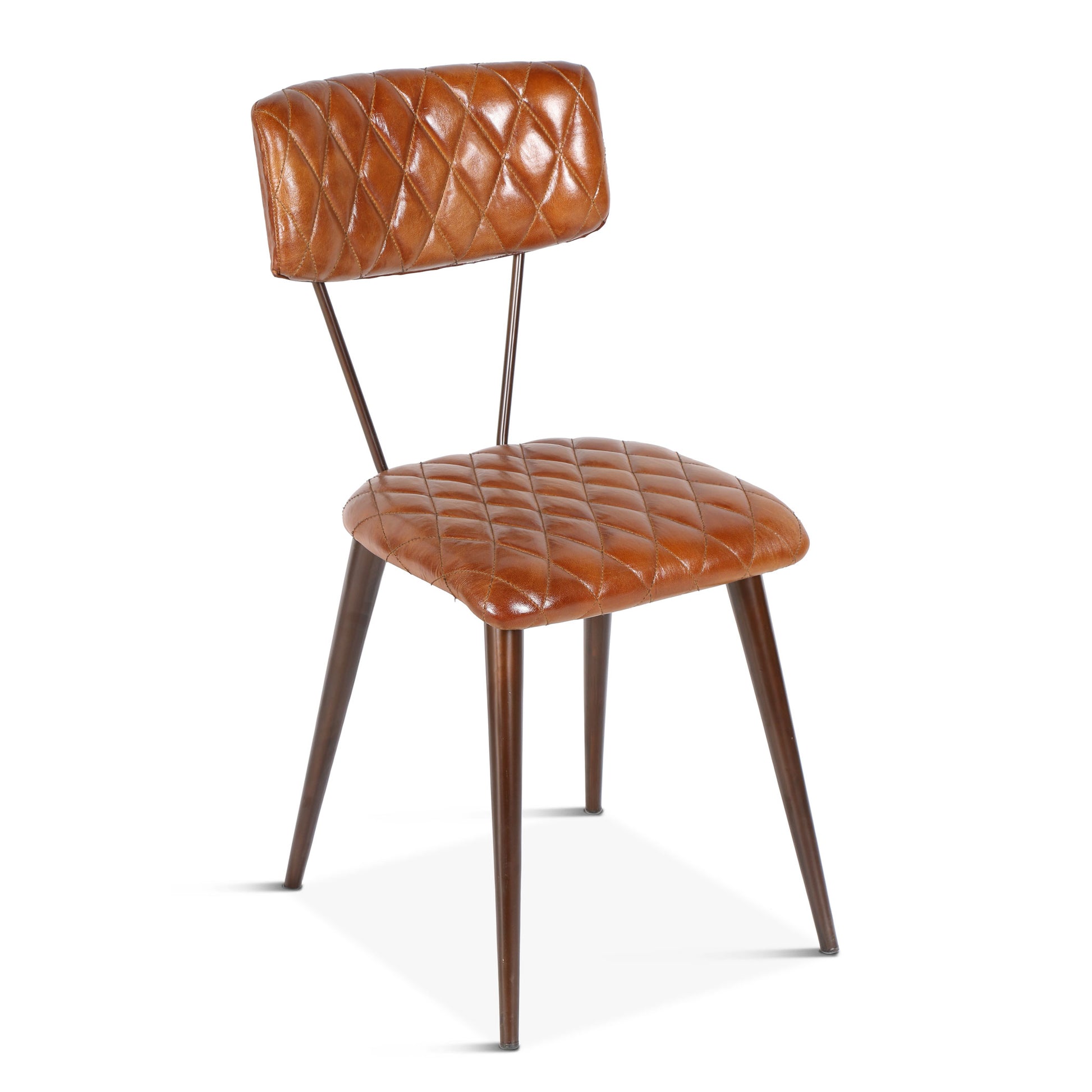 Wellington 17" Diamond Leather & Iron Dining Chair