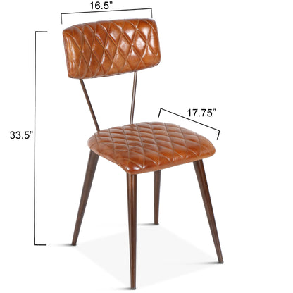 Wellington 17" Diamond Leather & Iron Dining Chair