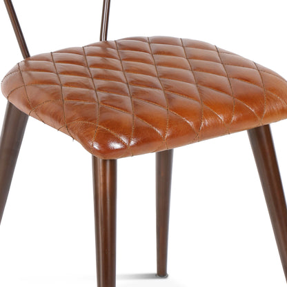 Wellington 17" Diamond Leather & Iron Dining Chair