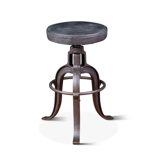 Wellington 13" Top-Grain Black Leather Adjustable Stool