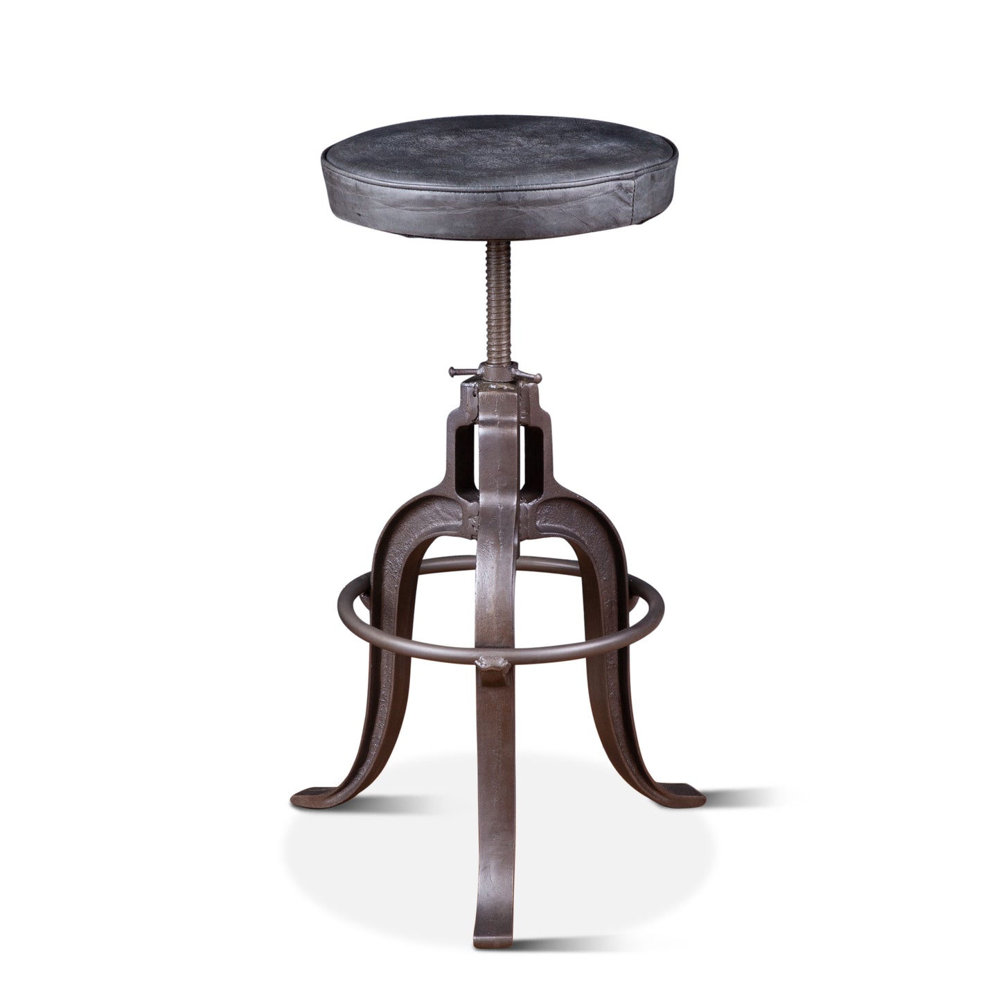 Wellington 13" Top-Grain Black Leather Adjustable Stool
