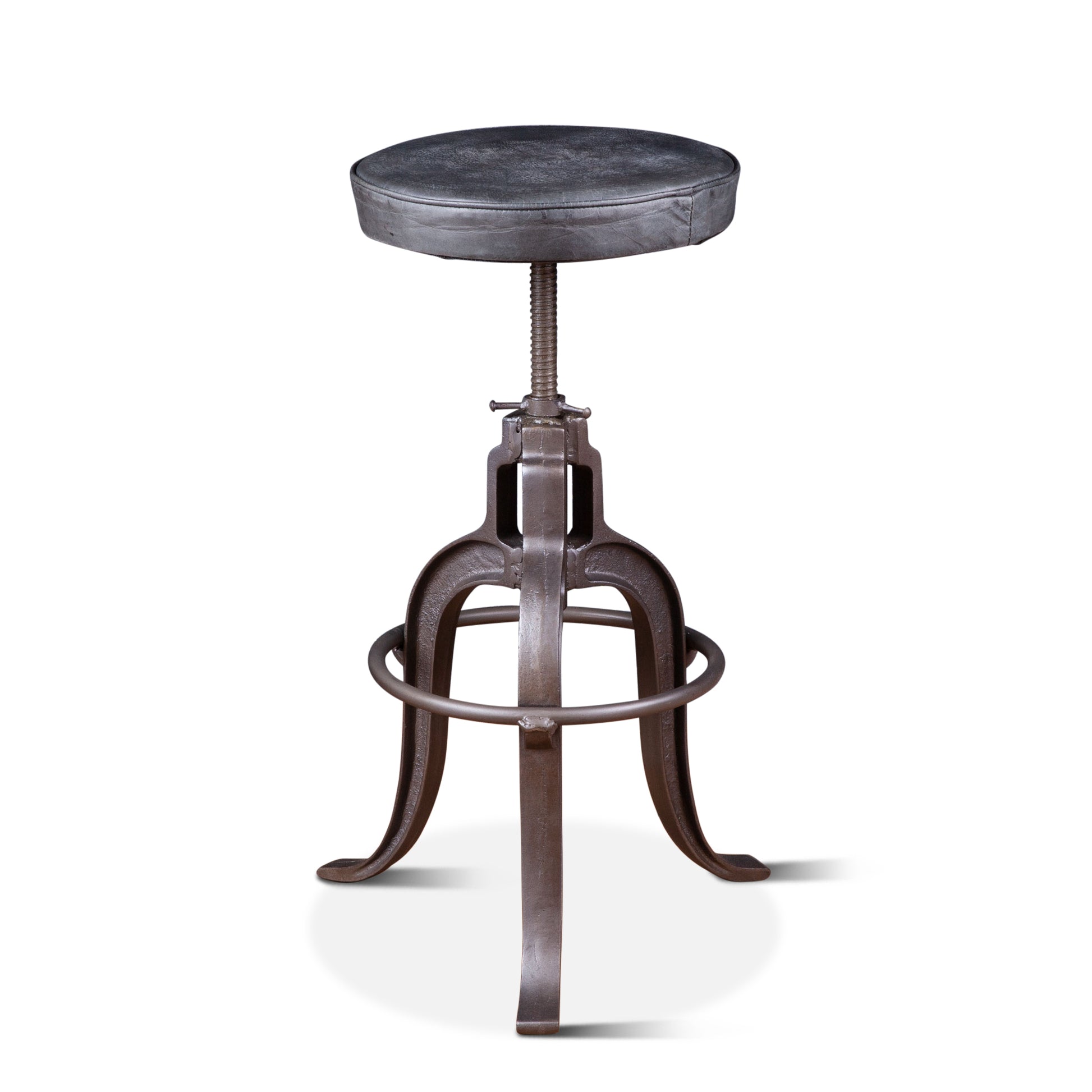Wellington 13" Top-Grain Black Leather Adjustable Stool