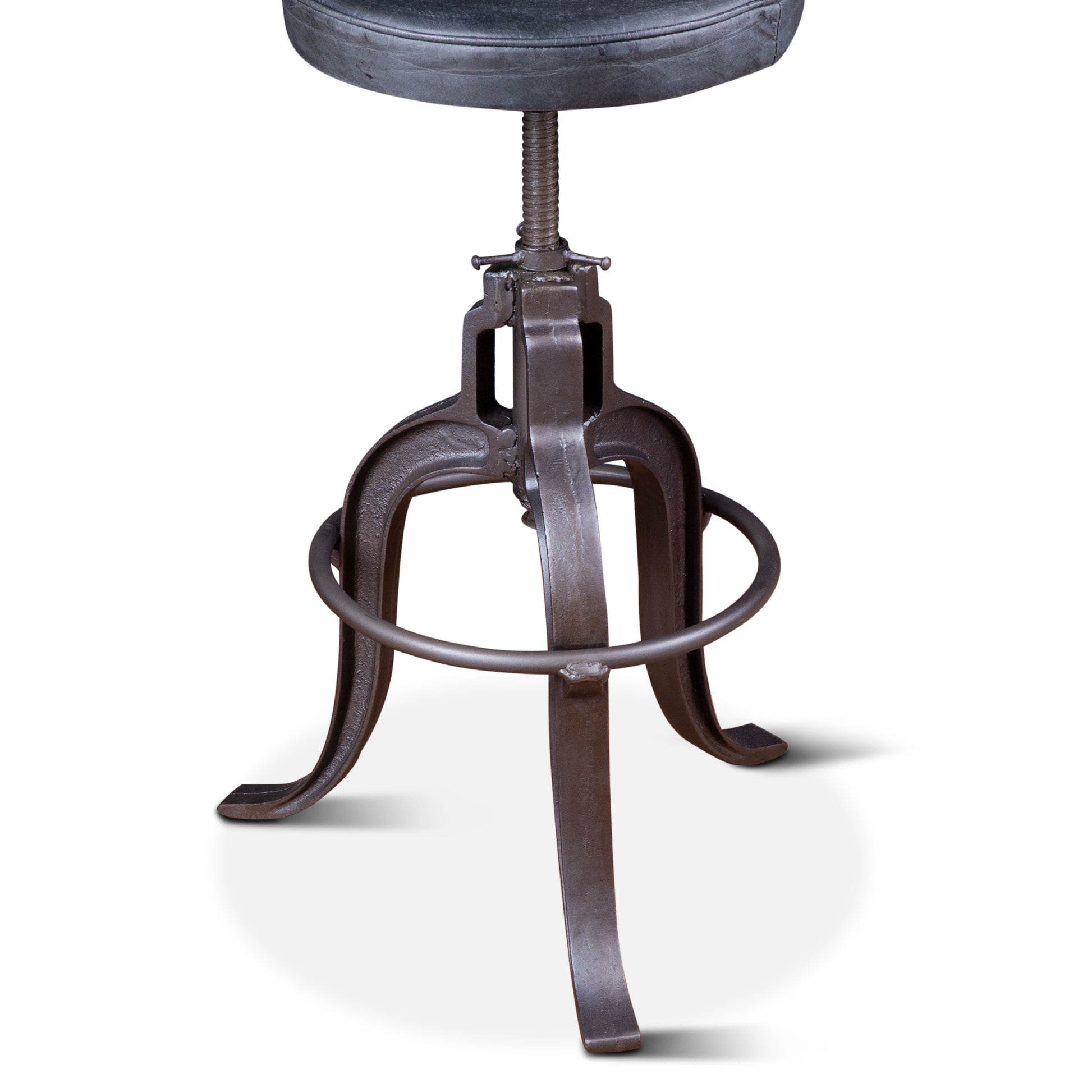 Wellington 13" Top-Grain Black Leather Adjustable Stool