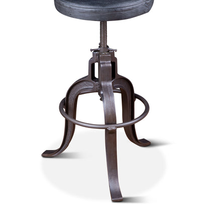 Wellington 13" Top-Grain Black Leather Adjustable Stool