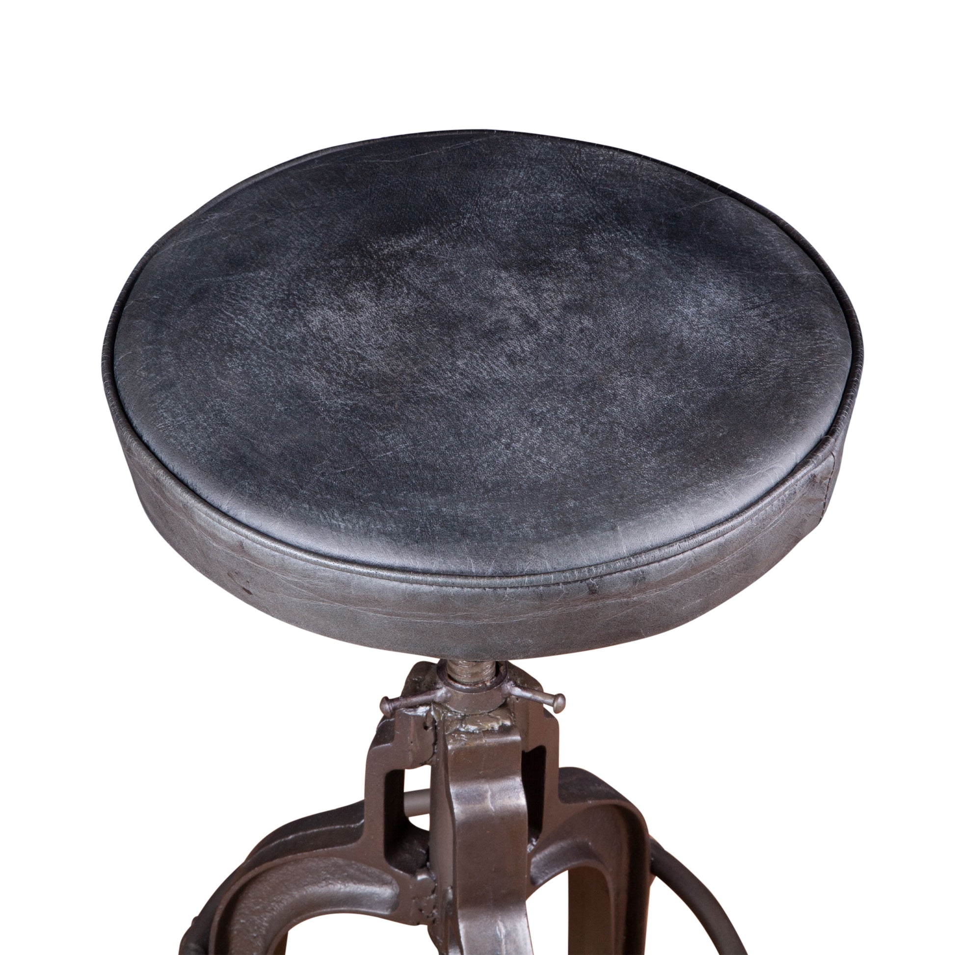 Wellington 13" Top-Grain Black Leather Adjustable Stool
