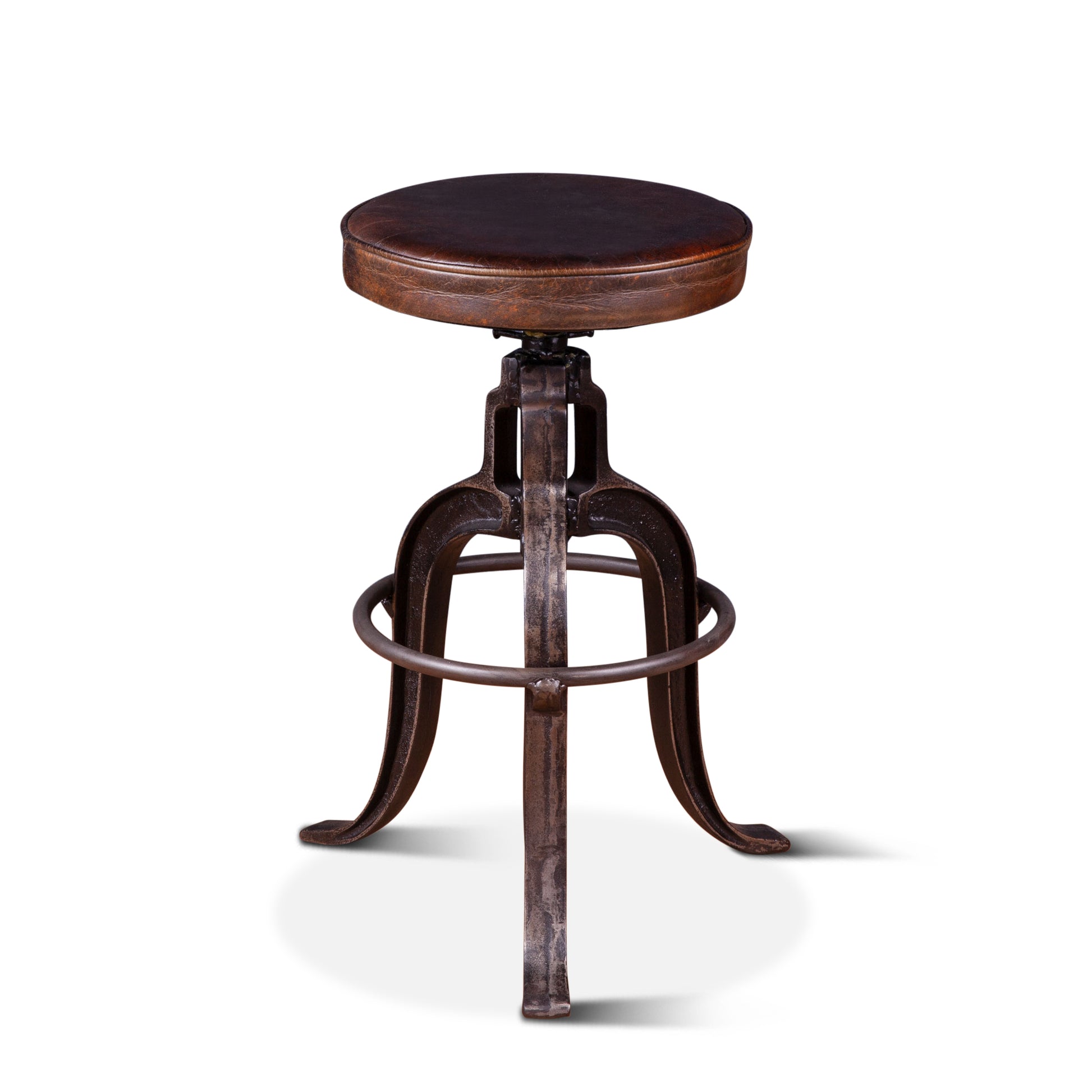 Wellington 13" Top-Grain Brown Leather Adjustable Stool