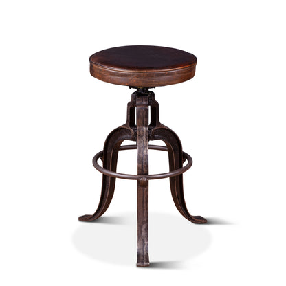 Wellington 13" Top-Grain Brown Leather Adjustable Stool