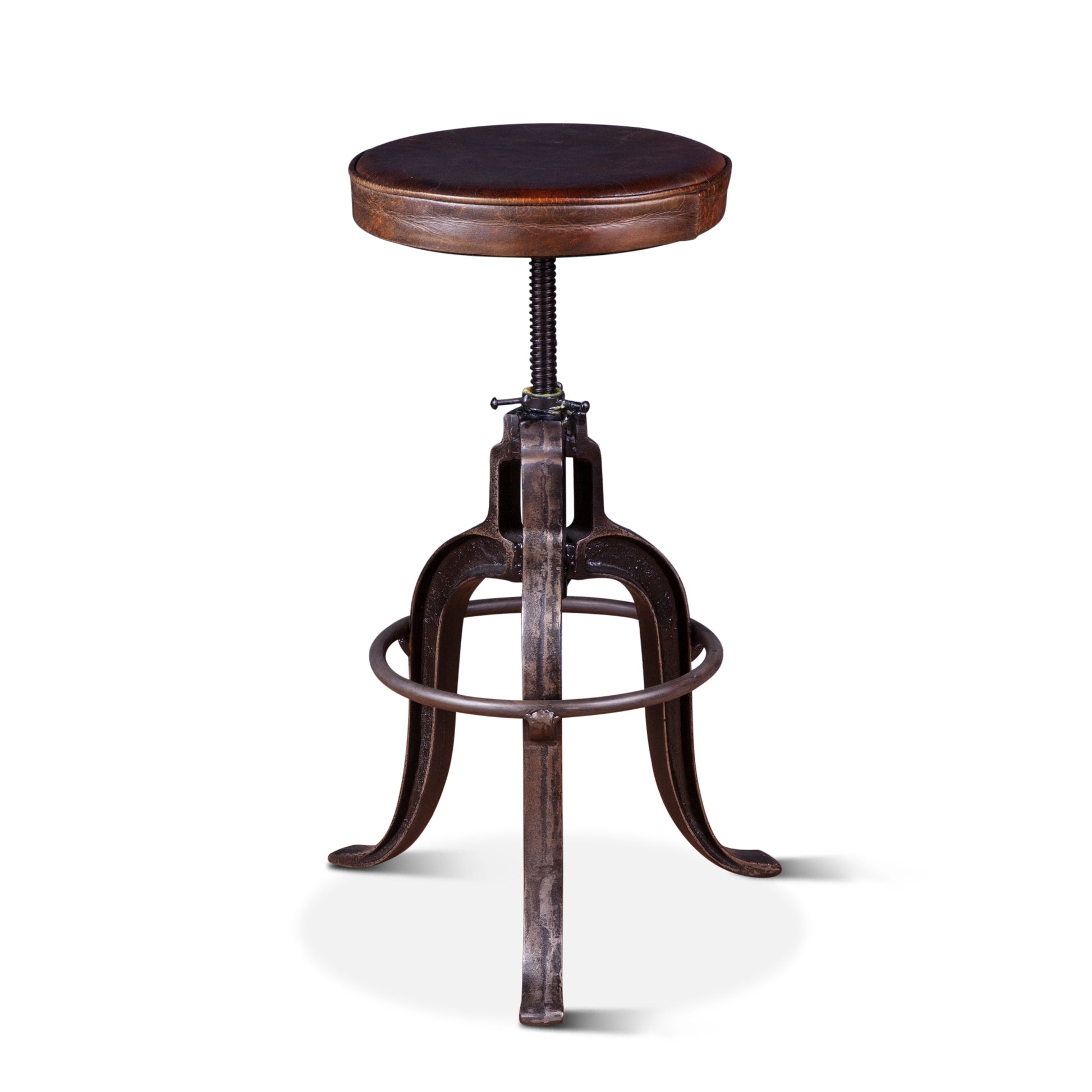 Wellington 13" Top-Grain Brown Leather Adjustable Stool