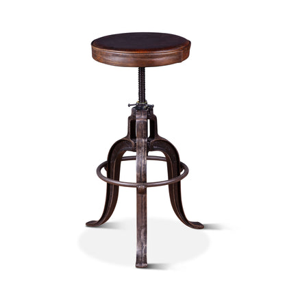 Wellington 13" Top-Grain Brown Leather Adjustable Stool