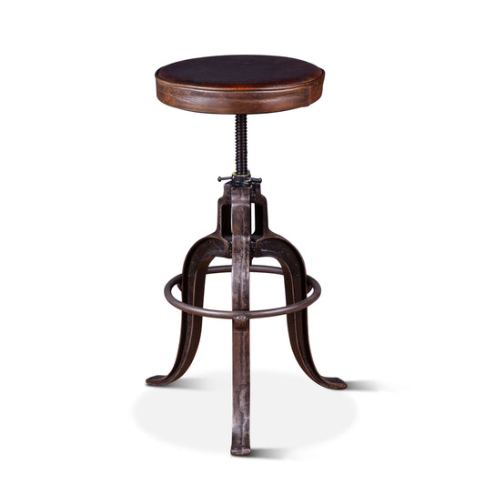 Wellington 13" Top-Grain Brown Leather Adjustable Stool