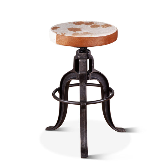 Wellington 13" Cowhide Top-Grain Leather Adjustable Stool