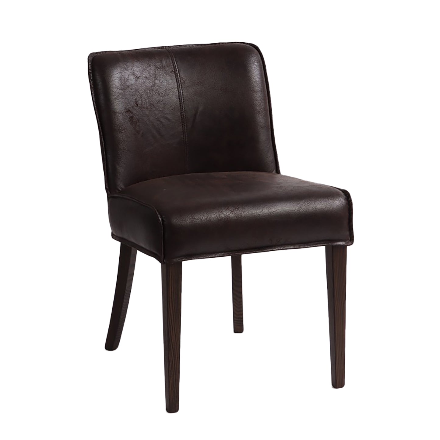 Buddy 20" Dark Brown Leather Dining Chair Natural Legs