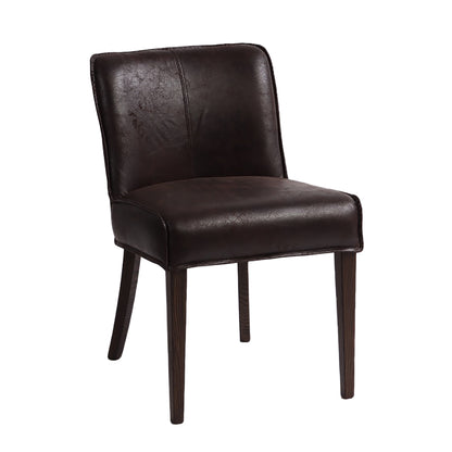 Buddy 20" Dark Brown Leather Dining Chair Natural Legs