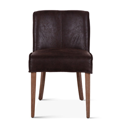 Buddy 20" Dark Brown Leather Dining Chair Natural Legs