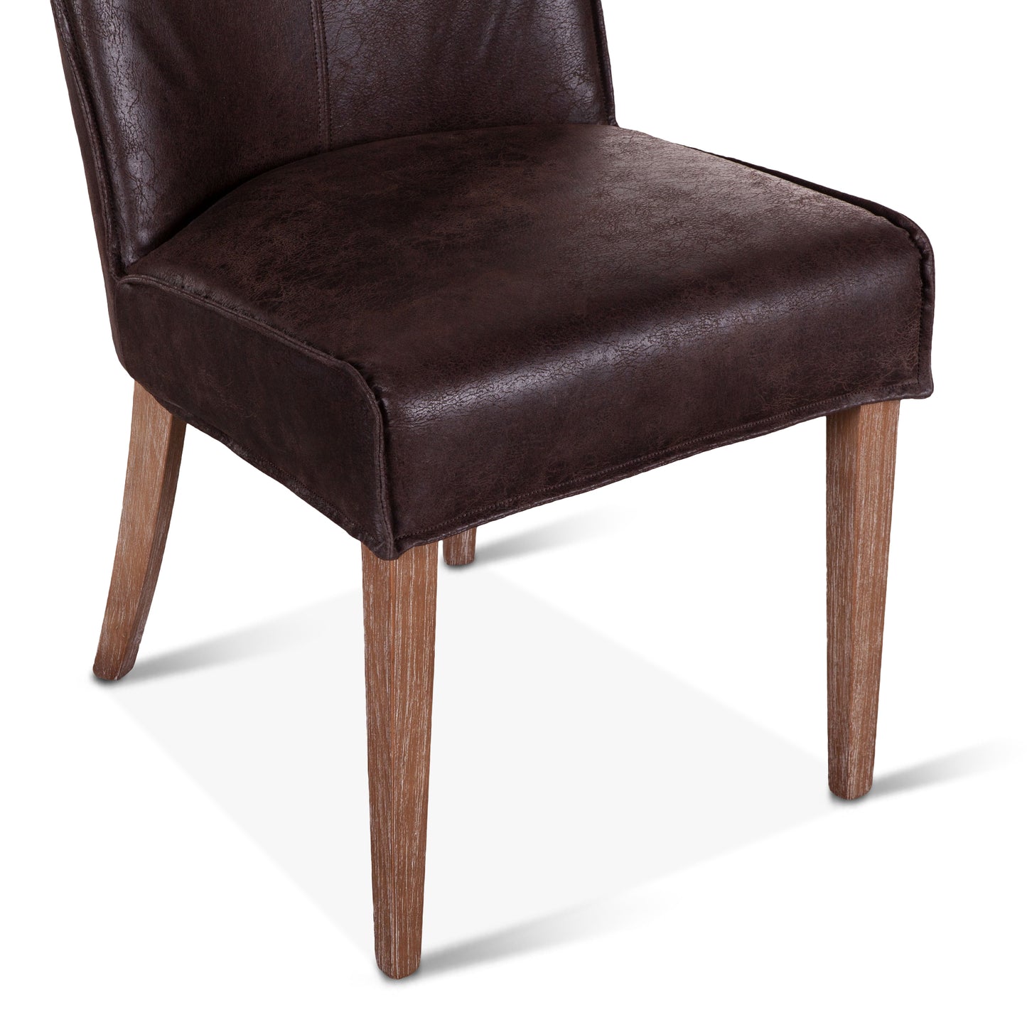 Buddy 20" Dark Brown Leather Dining Chair Natural Legs