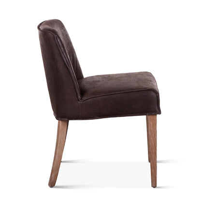 Buddy 20" Dark Brown Leather Dining Chair Natural Legs