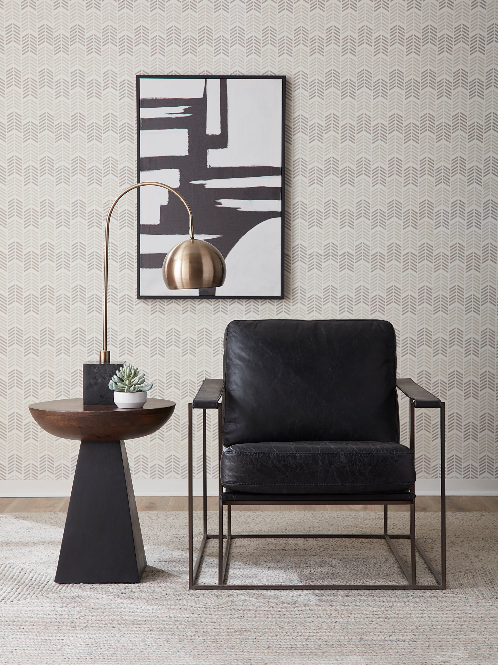 Bogart 30" Ebony Black Leather Arm Chair