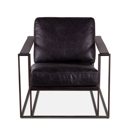 Bogart 30" Ebony Black Leather Arm Chair