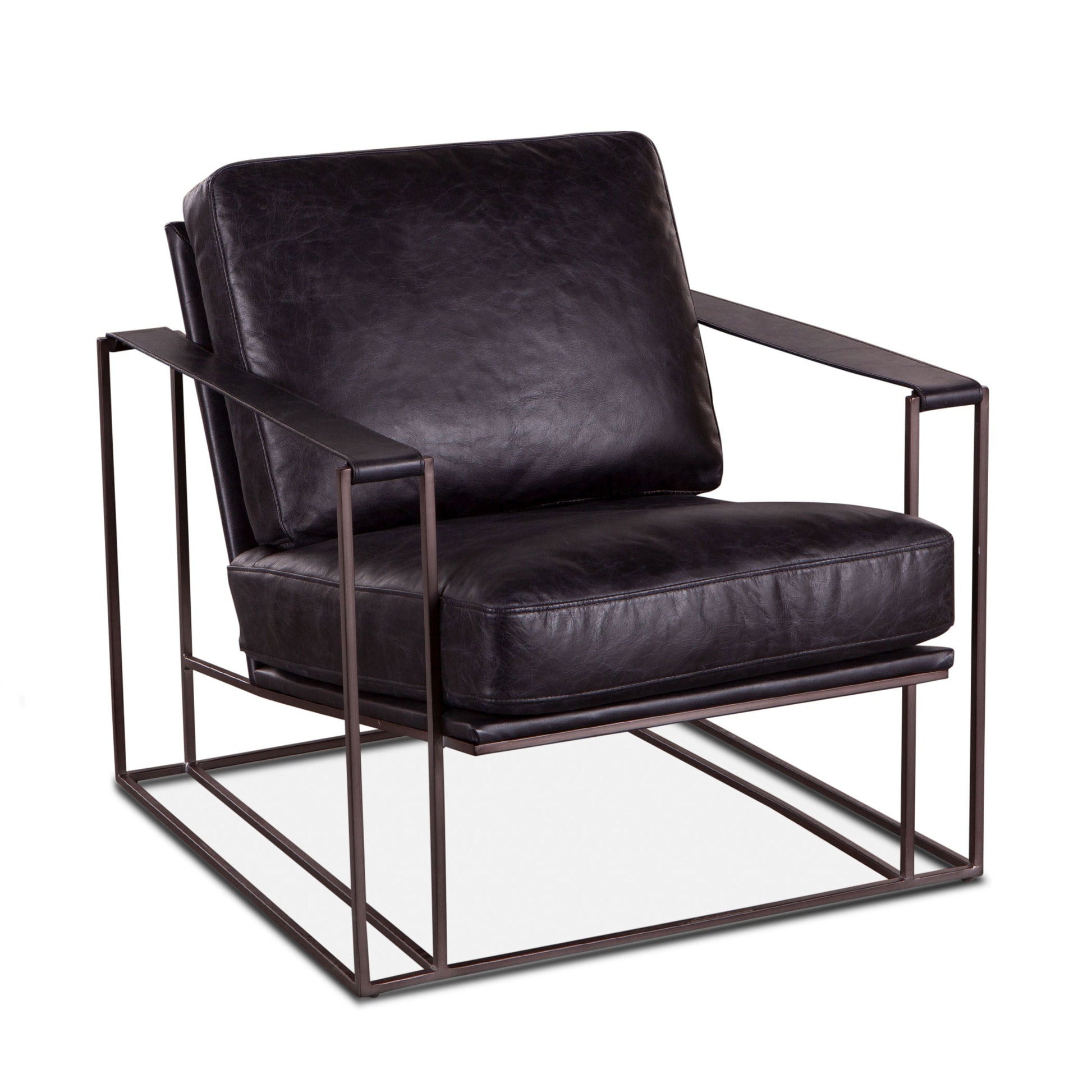 Bogart 30" Ebony Black Leather Arm Chair