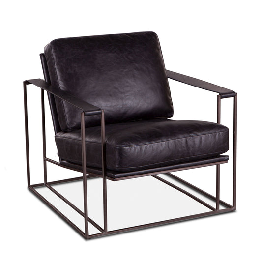 Bogart 30" Ebony Black Leather Arm Chair