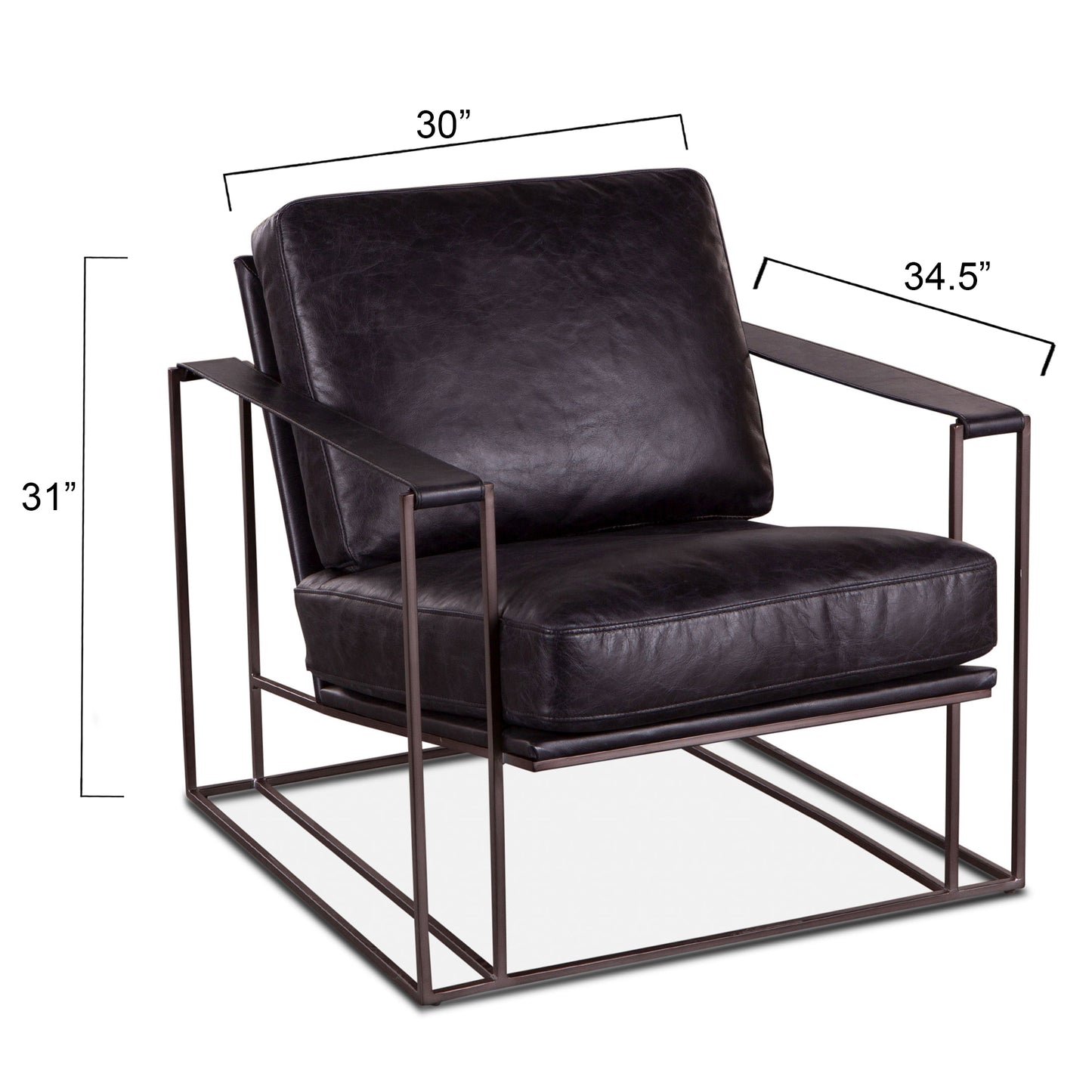 Bogart 30" Ebony Black Leather Arm Chair