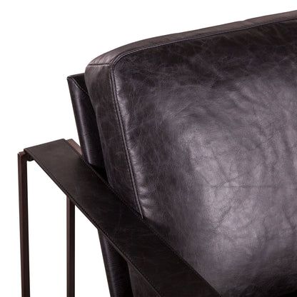 Bogart 30" Ebony Black Leather Arm Chair