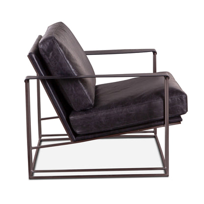 Bogart 30" Ebony Black Leather Arm Chair