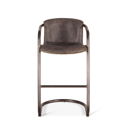 Portofino 22" Antique Ebony Top Grain Leather Bar Chair