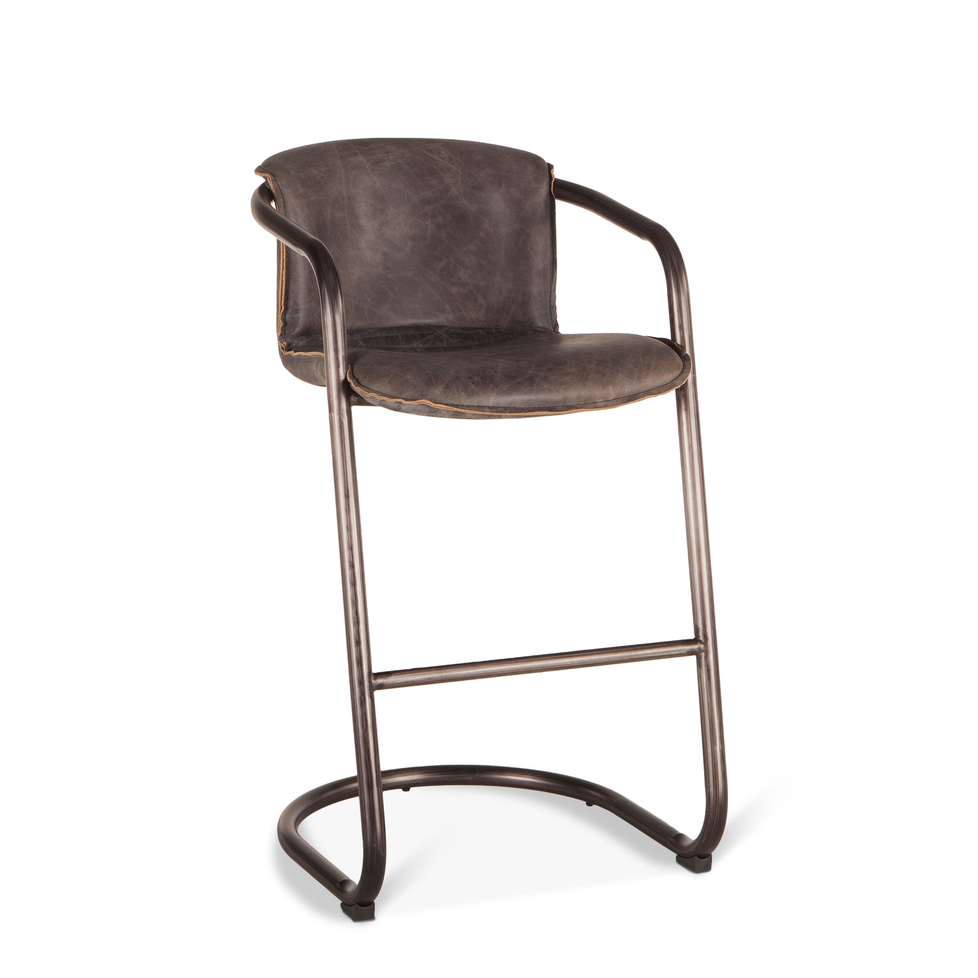 Portofino 22" Antique Ebony Top Grain Leather Bar Chair