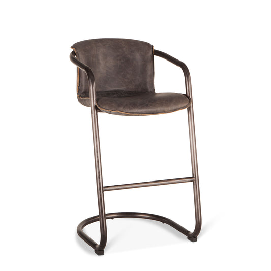 Portofino 22" Antique Ebony Top Grain Leather Bar Chair