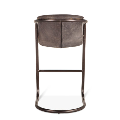 Portofino 22" Antique Ebony Top Grain Leather Bar Chair