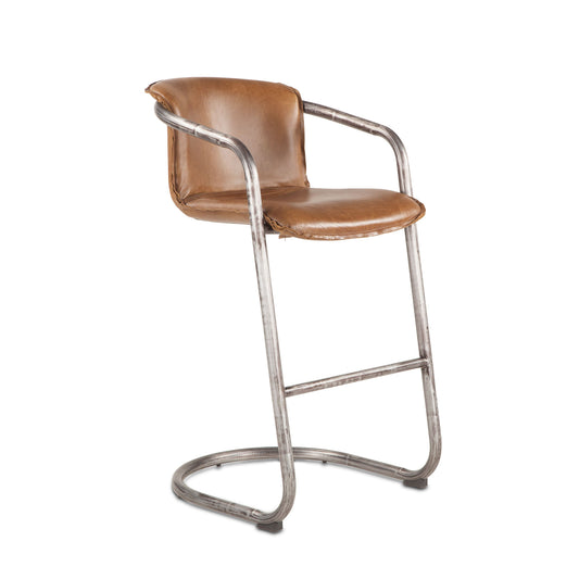 Portofino 22" Berham Chestnut Top Grain Leather Bar Chair