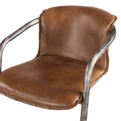 Portofino 22" Berham Chestnut Top Grain Leather Bar Chair
