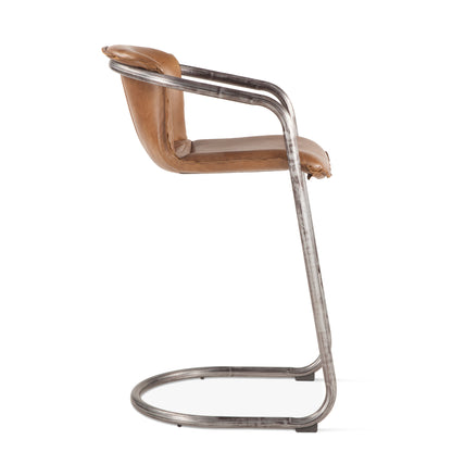 Portofino 22" Berham Chestnut Top Grain Leather Bar Chair