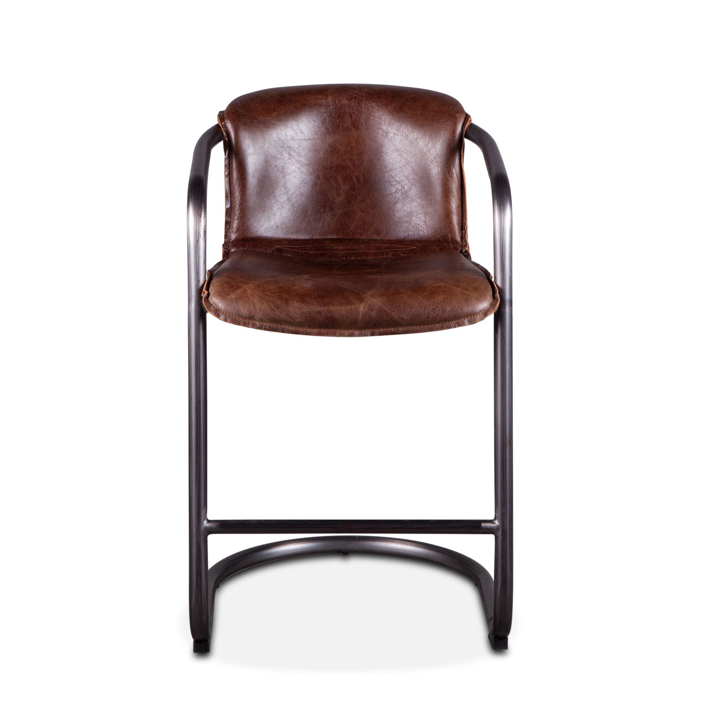 Portofino 22" Geisha Brown Top-Grain Leather Counter Chair