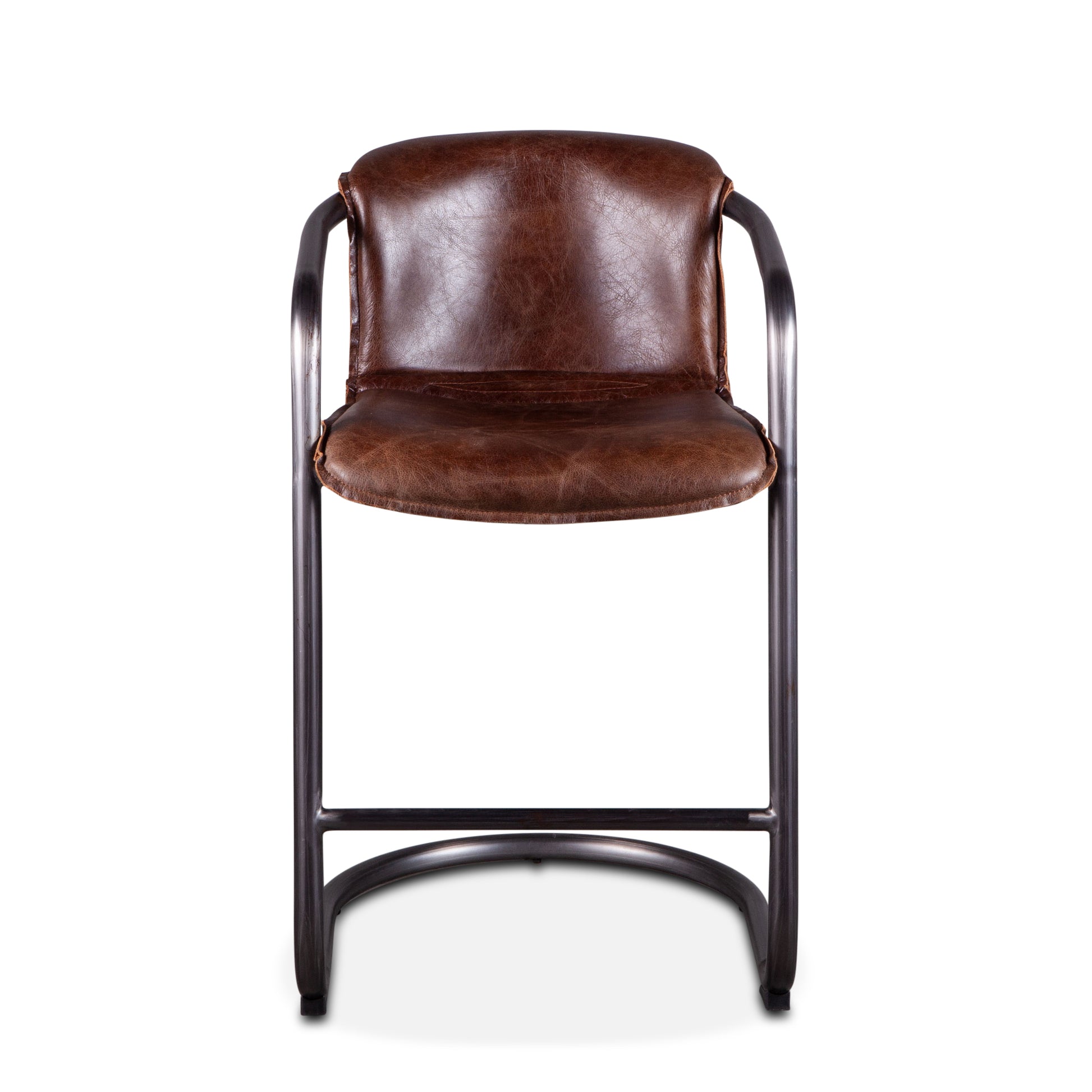 Portofino 22" Geisha Brown Top-Grain Leather Counter Chair