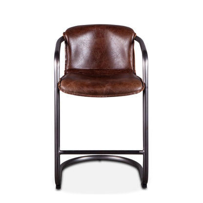 Portofino 22" Geisha Brown Top-Grain Leather Counter Chair