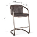 Portofino 22" Antique Ebony Top-Grain Leather Counter Chair