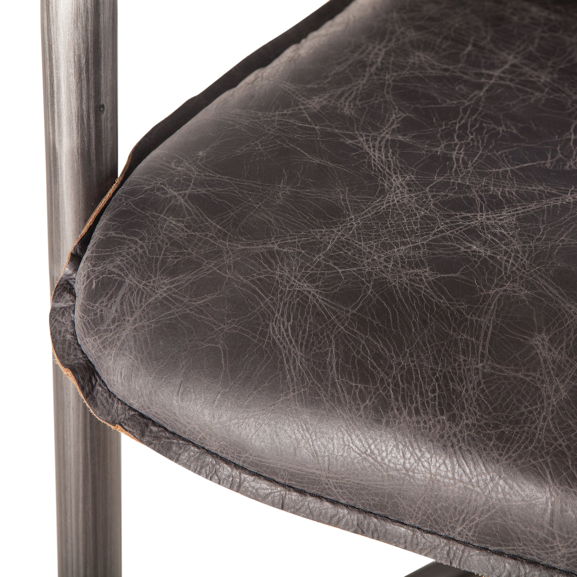 Portofino 22" Antique Ebony Top-Grain Leather Counter Chair