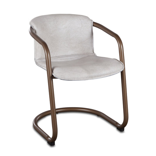 Portofino 22" Vintage White Top Grain Leather Dining Chair