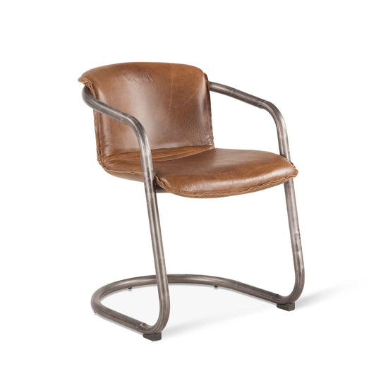 Portofino 22" Berham Chestnut Top Grain Leather Dining Chair