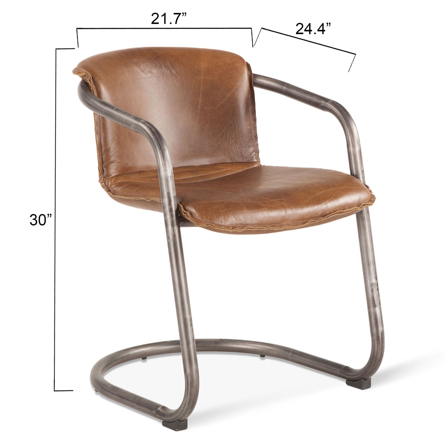 Portofino 22" Berham Chestnut Top Grain Leather Dining Chair