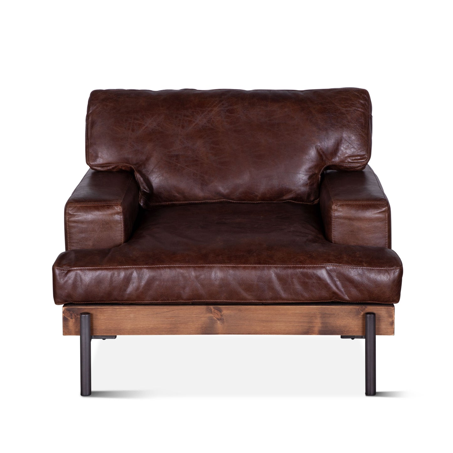 Portofino 41" Geisha Brown Leather Arm Chair