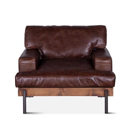 Portofino 41" Geisha Brown Leather Arm Chair