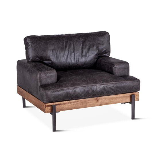 Portofino Leather Arm Chair - Moroccan Black