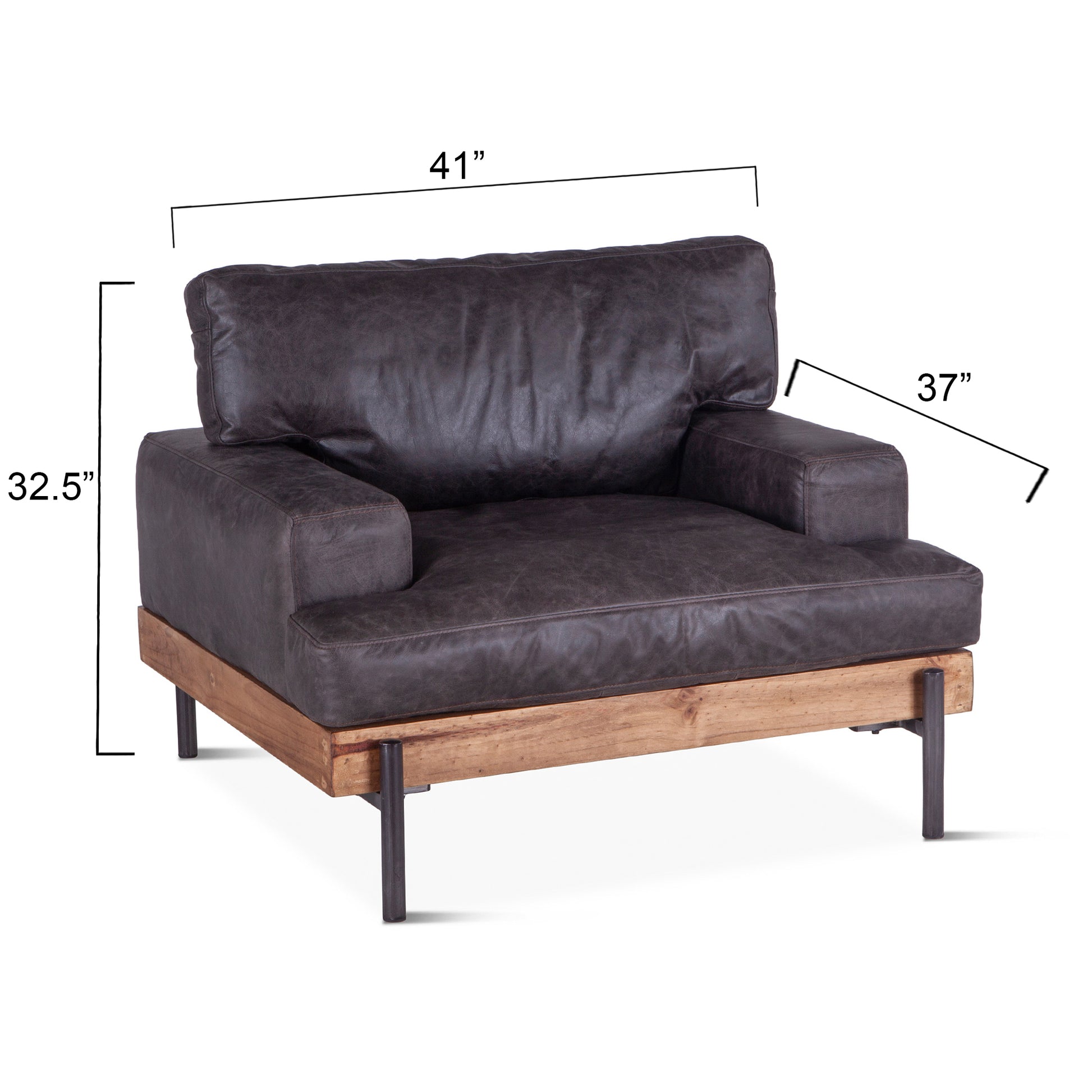 Portofino Leather Arm Chair - Moroccan Black
