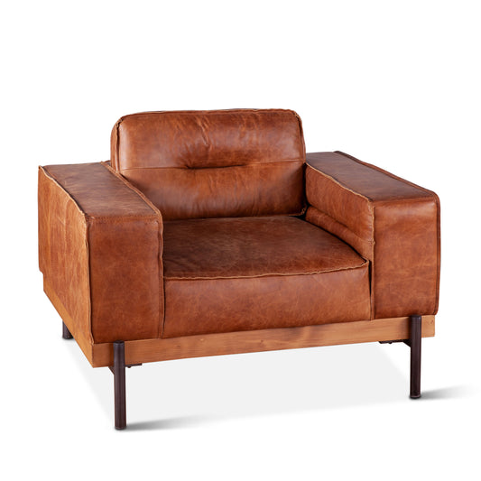 Portofino 42" Cognac Leather Arm Chair