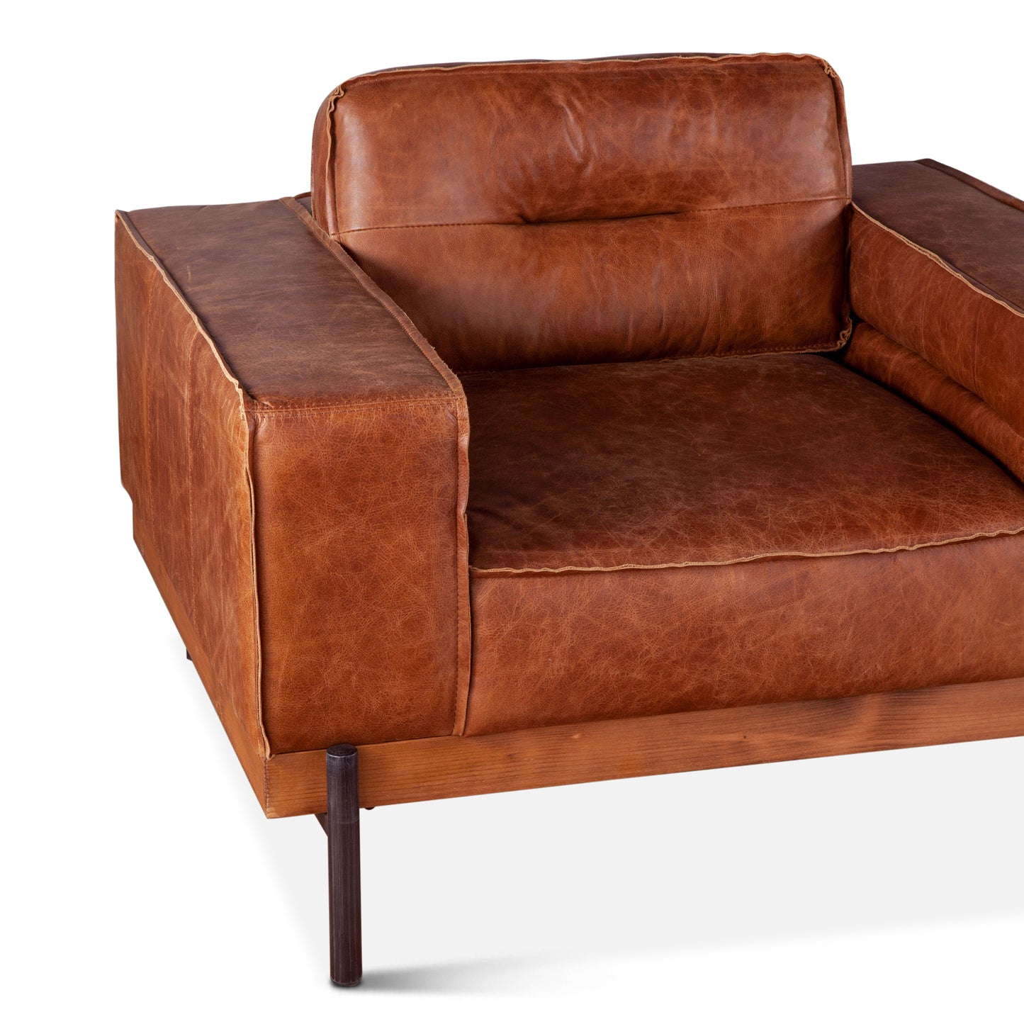 Portofino 42" Cognac Leather Arm Chair