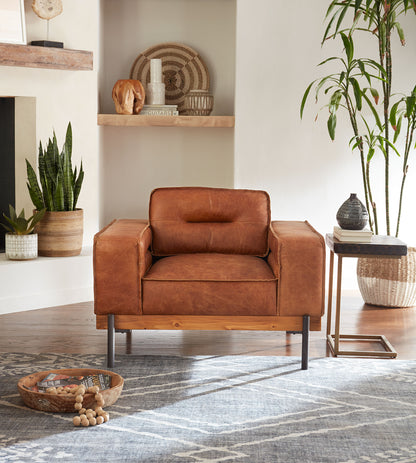 Portofino 42" Cognac Leather Arm Chair