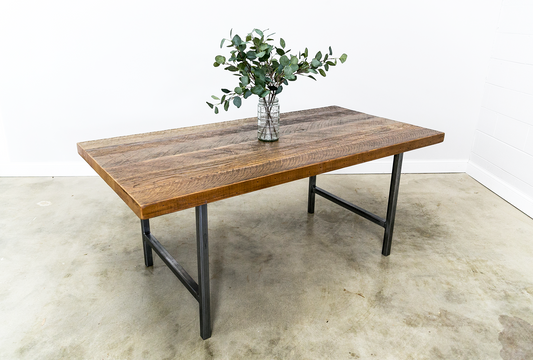 Reclaimed Wood Table with H-Leg Base